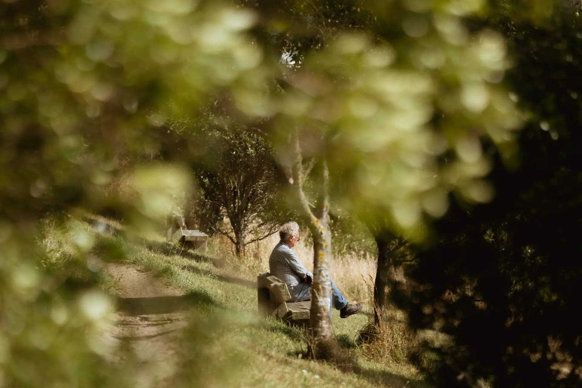 Shop Man sitting in forest