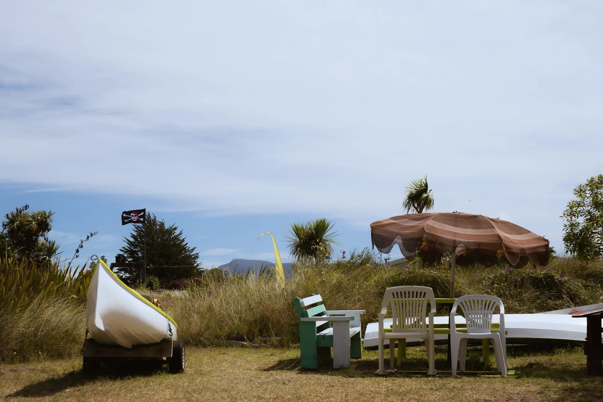 Beachside 1 A beachside street photography scene with a pirate flag.